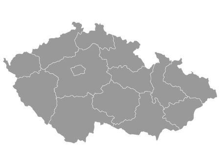 Gray Map of Regions of Czechia on White Backgroundのイラスト素材