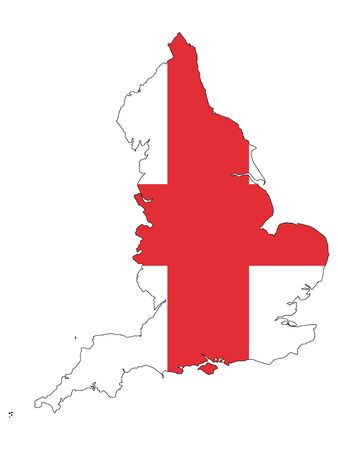 Combined Map and Flag of Englandのイラスト素材