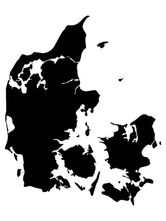 Black Map of Denmark on White Backgroundのイラスト素材