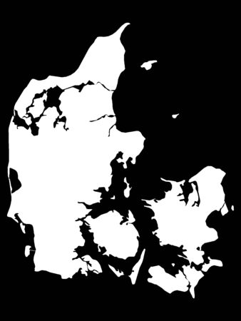 White Map of Denmark on Black Backgroundのイラスト素材