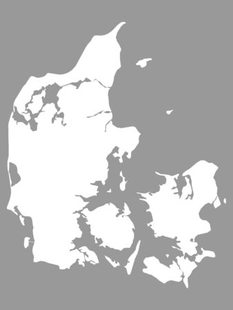 White Map of Denmark on Gray Backgroundのイラスト素材