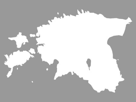 White Map of Estonia on Gray Backgroundのイラスト素材