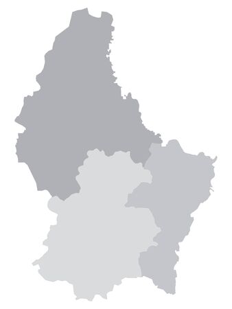 Gray Map of Regions of Luxembourg with Surrounding Terrainのイラスト素材