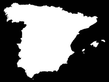 White Map of Spain on Black Backgroundのイラスト素材