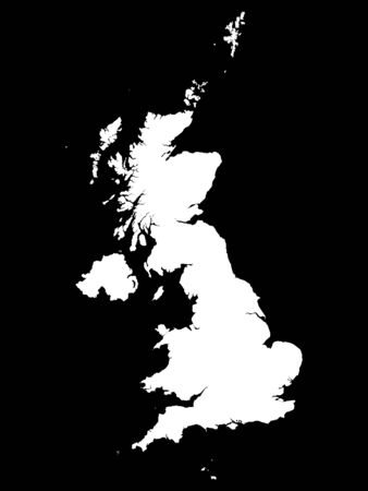 White Map of Great Britain on Black Backgroundのイラスト素材