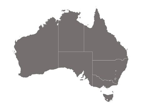Grey Map of States and Territories of Australiaのイラスト素材