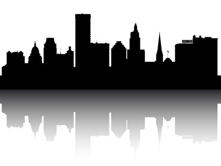 Silhouette Skyline of Providence, Rhode Islandのイラスト素材