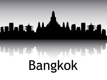 Silhouette Skyline of Bangkok, Thailandのイラスト素材