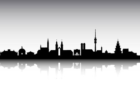 Silhouette Skyline of Munich, Germanyのイラスト素材