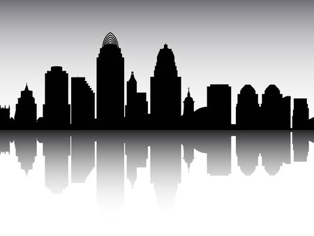 Silhouette Skyline of Cincinnati, Ohioのイラスト素材