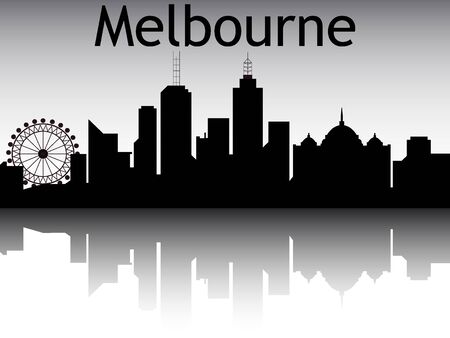 Silhouette Skyline of Melbourne, Australiaのイラスト素材