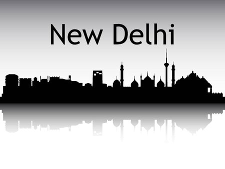 Silhouette Skyline of New Delhi, Indiaのイラスト素材