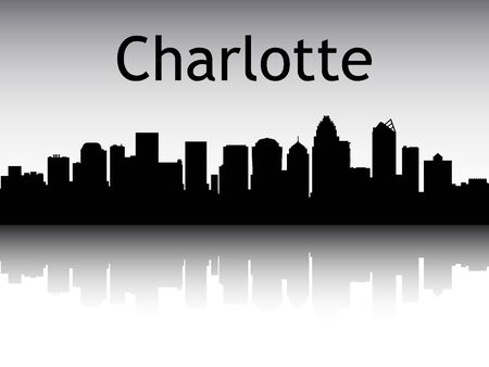Silhouette Skyline of Charlotte, North Carolinaのイラスト素材