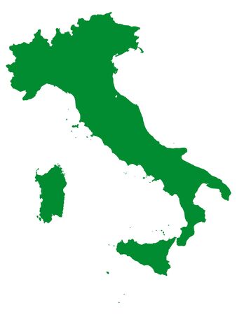 Green Flat Vector Map of Italyのイラスト素材