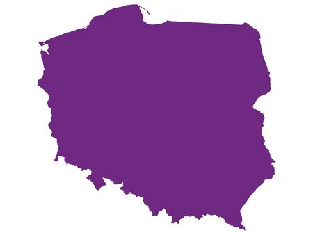 Purple Flat Vector Map of Polandのイラスト素材