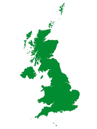 Green Flat Vector Map of United Kingdomのイラスト素材