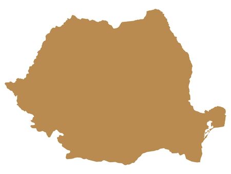 Brown Flat Vector Map of Romaniaのイラスト素材