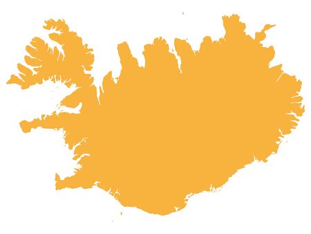 Orange Flat Vector Map of Icelandのイラスト素材