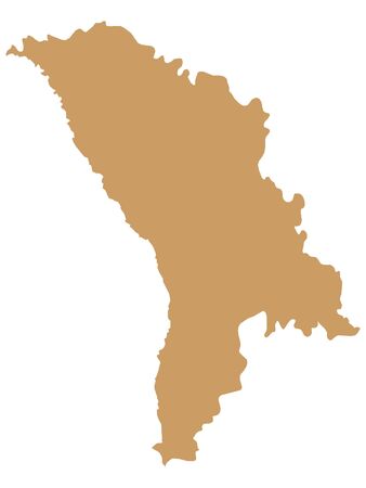 Brown Flat Vector Map of Moldovaのイラスト素材