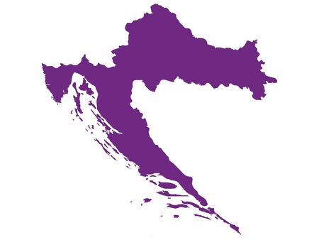 Purple Flat Vector Map of Croatiaのイラスト素材