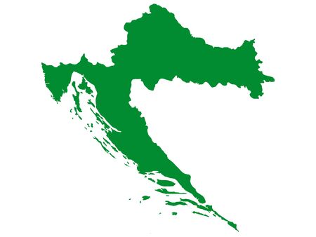 Green Flat Vector Map of Croatiaのイラスト素材