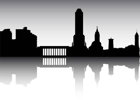 Panoramic Silhouette Skyline of the City of Rosario, Argentinaのイラスト素材
