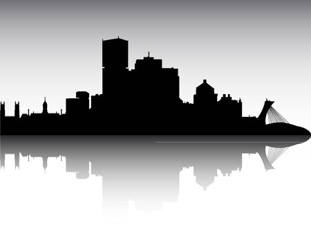 Panoramic Silhouette Skyline of the City of Montreal, Canadaのイラスト素材