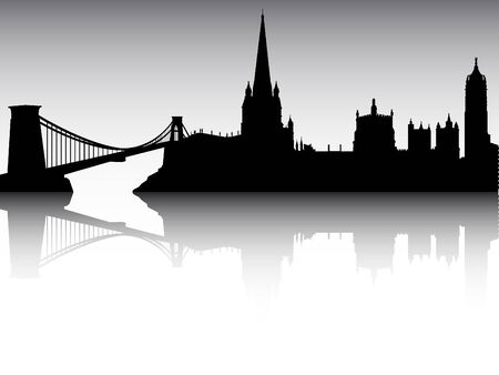Panoramic Silhouette Skyline of the City of Bristol, Englandのイラスト素材