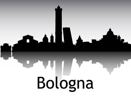 Panoramic Silhouette Skyline of the City of Bologna, Italyのイラスト素材