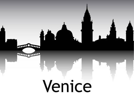 Panoramic Silhouette Skyline of the City of Venice, Italyのイラスト素材