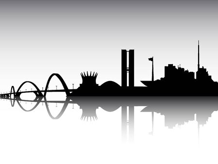 Panoramic Silhouette Skyline of the City of Brasilia, Brazilのイラスト素材