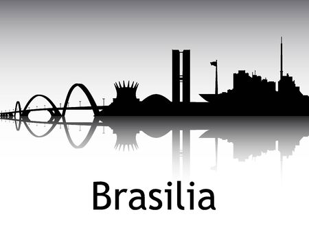 Panoramic Silhouette Skyline of the City of Brasilia, Brazilのイラスト素材