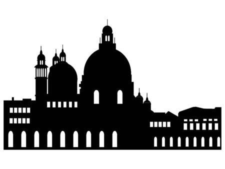 Black Silhouette of Symbol of Venice - Santa Maria della Saluteのイラスト素材