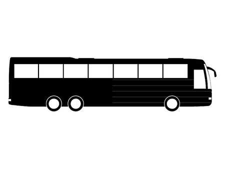 Black Six Wheeler Interstate Bus Silhouette Drawingのイラスト素材