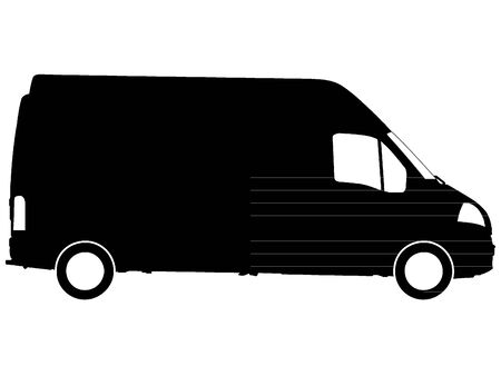 Black Delivery Van Silhouette Drawingのイラスト素材