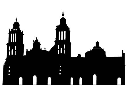 Black Silhouette of Symbol of Mexico City -  Metropolitan Cathedralのイラスト素材