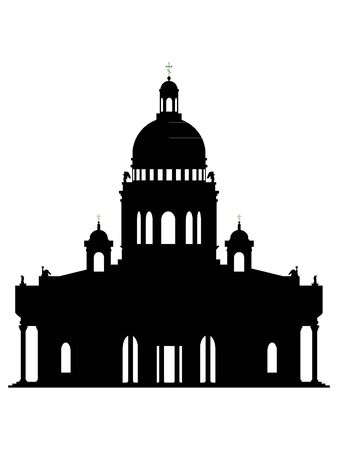 Black Silhouette of Symbol of Saint Petersburg - St. Isaac's Cathedralのイラスト素材