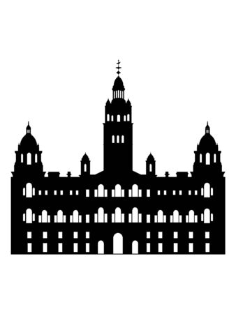Black Silhouette of Symbol of Glasgow - Glasgow City Chambersのイラスト素材