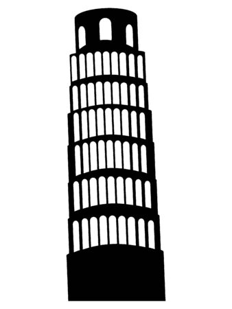 Black Silhouette of Symbol of Pisa - Leaning Towerのイラスト素材