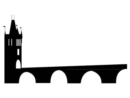 Black Silhouette of Symbol of Prague - Charles Bridgeのイラスト素材