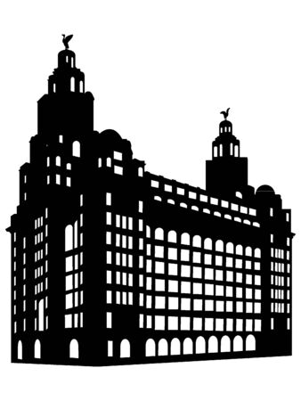 Black Silhouette of Symbol of Liverpool - Liver Buildingのイラスト素材