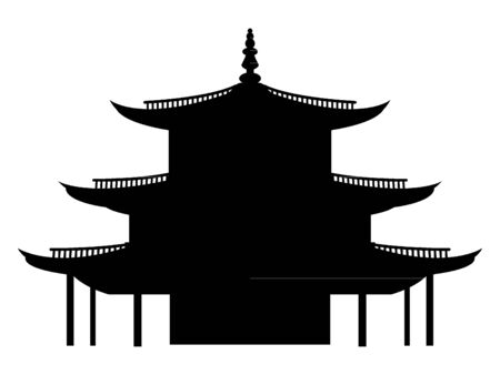 Black Silhouette of Symbol of Bangkok - Wat Templeのイラスト素材