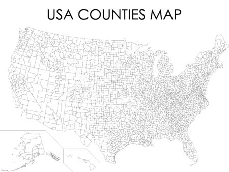 White USA Counties Mapのイラスト素材