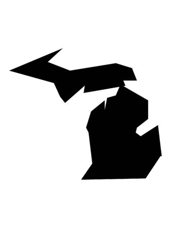 Simplified Black on White Map of USA Federal State of Michiganのイラスト素材