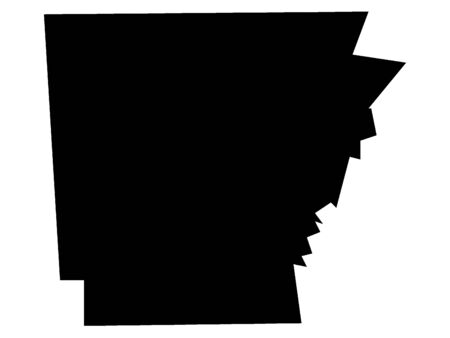 Simplified Black on White Map of USA Federal State of Arkansasのイラスト素材