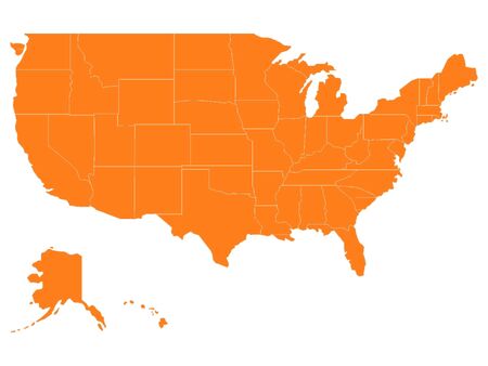 Orange USA Map With State Bordersのイラスト素材