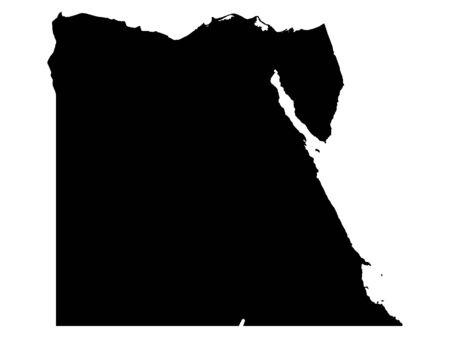 Black Silhouette Map of Egyptのイラスト素材