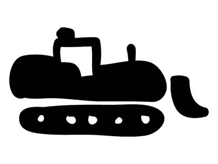 Simple Black Silhouette Drawing of a Bulldozerのイラスト素材