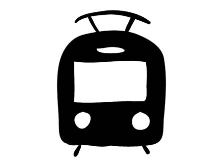 Simple Black Silhouette Drawing of a Electric Trainのイラスト素材