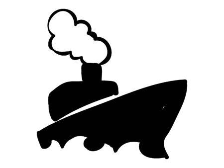 Simple Black Silhouette Drawing of a Shipのイラスト素材